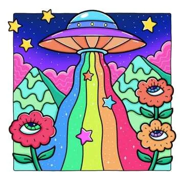 Trippy & Groovy: Psychedelic Coloring Book for Adults Featuring Mushrooms, Aliens, Magic Worlds and Illusions for Relaxation