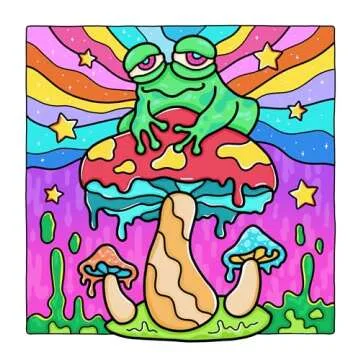 Trippy & Groovy: Psychedelic Coloring Book for Adults Featuring Mushrooms, Aliens, Magic Worlds and Illusions for Relaxation