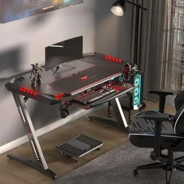 EUREKA ERGONOMIC Gaming Desk with LED Lights