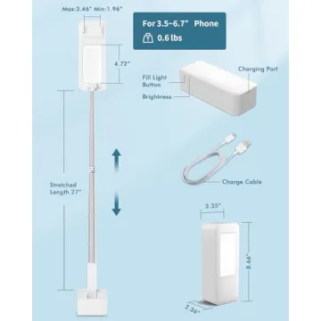 Viozon Extendable Selfie Phone Stand with LED Light 360° Rotation