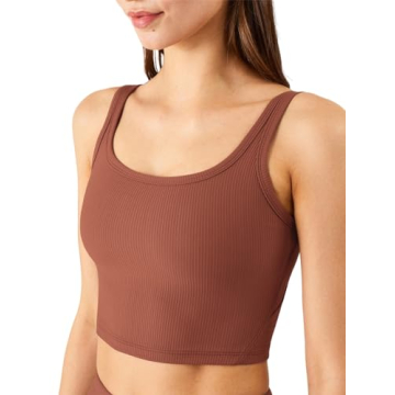Chilylori Women's Seamless Sports Bra Workout Crop Top Ribbed Padded Longline Wirefree Medium Suppor...