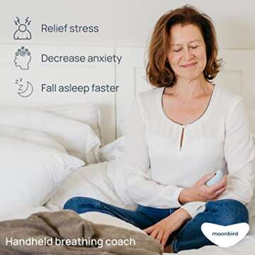 Moonbird Breathing & Meditation Device - Instant Stress Relief, Anxiety Relief, Relaxation for Women...
