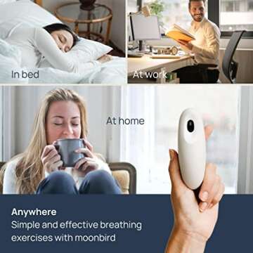 Moonbird Breathing & Meditation Device - Instant Stress Relief, Anxiety Relief, Relaxation for Women & Men - Helps with Better Sleep, Stress, and Overall Health- Biofeedback Device - Soft White