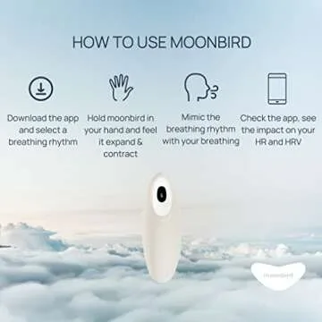 Moonbird Breathing & Meditation Device - Instant Stress Relief, Anxiety Relief, Relaxation for Women & Men - Helps with Better Sleep, Stress, and Overall Health- Biofeedback Device - Soft White