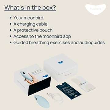 Moonbird Breathing & Meditation Device - Instant Stress Relief, Anxiety Relief, Relaxation for Women & Men - Helps with Better Sleep, Stress, and Overall Health- Biofeedback Device - Soft White