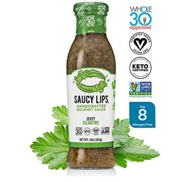 Saucy Lips, Keto (4-Pack), Handcrafted Gourmet Sauces and Marinades, Vegan Dressing, Keto Certified, Whole30 Approved, Sugar & Gluten Free, Non-GMO, Low Carb & Low Sodium Dressing, 10 oz