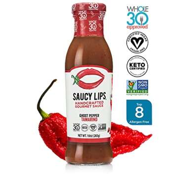 Saucy Lips, Keto (4-Pack), Handcrafted Gourmet Sauces and Marinades, Vegan Dressing, Keto Certified, Whole30 Approved, Sugar & Gluten Free, Non-GMO, Low Carb & Low Sodium Dressing, 10 oz