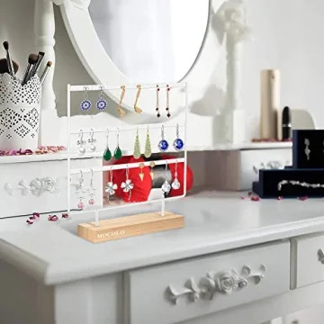 Mocolo Earring Organizer Stand Display 33 Pairs Elegantly