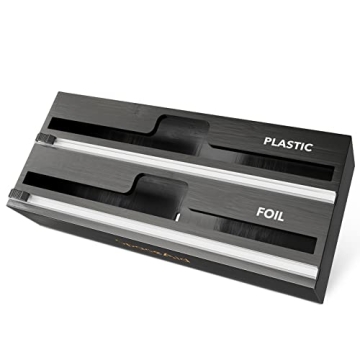 SpaceAid WrapNeat 2 in 1 Wrap Organizer with Cutter and Labels, Plastic Wrap, Aluminum Foil and Wax ...