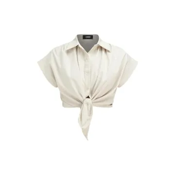 CIDER French Riviera Vacation Linen-Blend Polo Short Sleeve Shirt in Beige, XL