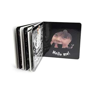 Hello Animals (Happy Fox Books) Baby's First Book, with High-Contrast Critters like a Rabbit, Bear, Chameleon, Monkey, Crocodile, Elephant, Lion, Moose, Sloth, Snail, and Frog, plus a Surprise Mirror