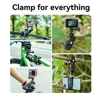 TELESIN Bike Motorcycle Handlebar Clamp Mount + Extension Rod + Phone Holder Accessories Bundle Kit,...