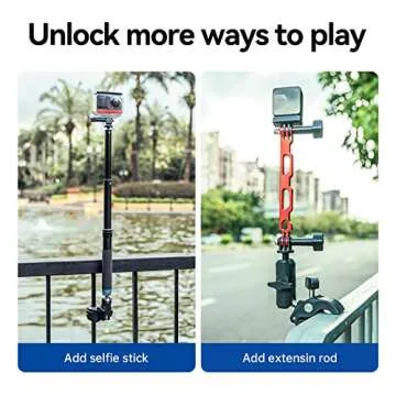 TELESIN Bike Motorcycle Handlebar Clamp Mount + Extension Rod + Phone Holder Accessories Bundle Kit, 360 Holder Clip Attachment Mounting for GoPro Max Hero13 12 Insta 360 Ace Pro2 DJI Action Accessory