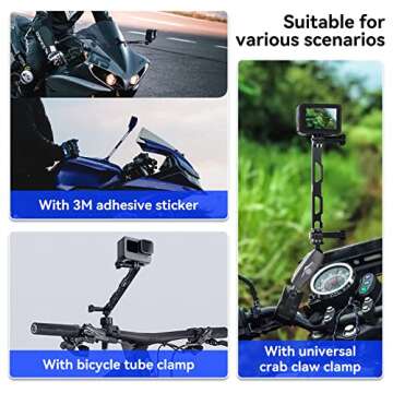 TELESIN Bike Motorcycle Handlebar Clamp Mount + Extension Rod + Phone Holder Accessories Bundle Kit, 360 Holder Clip Attachment Mounting for GoPro Max Hero13 12 Insta 360 Ace Pro2 DJI Action Accessory