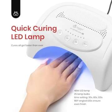 Beetles Gel Nail Polish Kit with U V Light Starter Kit, Black Red White Pink Shimmer Gel Polish Set, Base Gel Top Coat Glitter Gel Nail Kits Home DIY Manicure Light Gel Nail Polish Gifts for Women