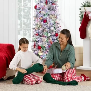 Elegant Flocked Pencil Christmas Tree with Lights