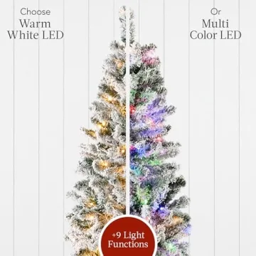 Elegant Flocked Pencil Christmas Tree with Lights