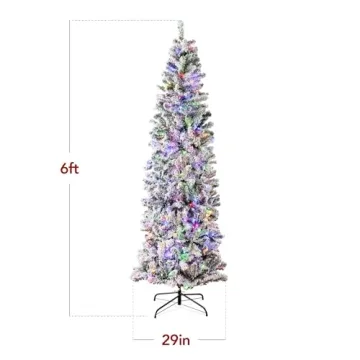 Elegant Flocked Pencil Christmas Tree with Lights