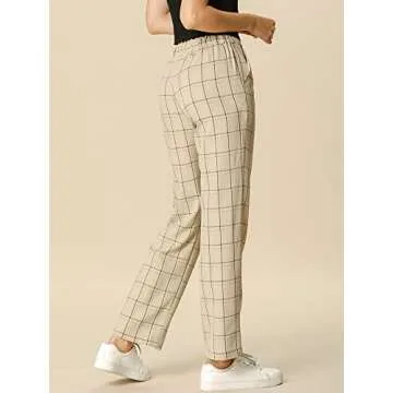 Allegra K Women's Plaid Pants for Work and Casual Wear