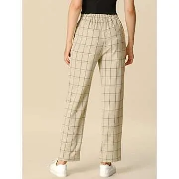 Allegra K Women's Plaid Pants for Work and Casual Wear