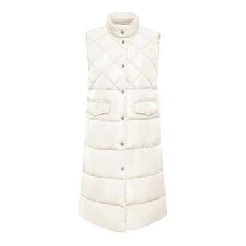 Tankaneo Women's Long Puffer Vest Sleeveless Jacket Outerwear