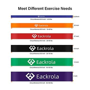 Pull Up Assistance Bands - Eackrola Resistance Bands Set of 6 Monster Heavy Duty Workout Exercise Stretch Fitness Bands for Body, Instruction Guide and Carry Bag Included