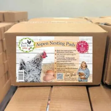 Fresh Eggs Daily Natural Aspen Chicken Nesting Pads for Laying Hens Large 13 x 13 (6 Pack) Plus 2oz. Sample of Coop Confetti Nesting Herbs