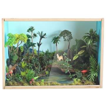 iLAND Large Wood Display Box for Diorama, Figure, Collectible, Miniature Also a Dollhouse Roombox, U...