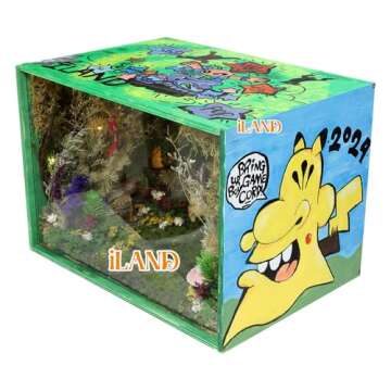 iLAND Large Wood Display Box for Diorama, Figure, Collectible, Miniature Also a Dollhouse Roombox, Unfinished 15.7“x 11”x11“, Quick-Build Without Screws or Glue, Dustproof & Smooth & Sturdy