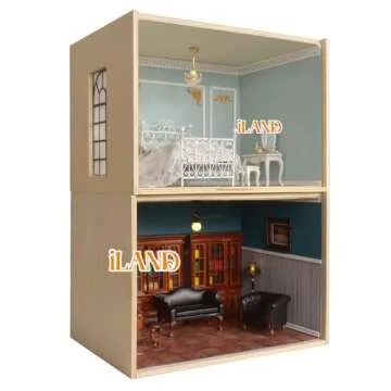 iLAND Large Wood Display Box for Diorama, Figure, Collectible, Miniature Also a Dollhouse Roombox, Unfinished 15.7“x 11”x11“, Quick-Build Without Screws or Glue, Dustproof & Smooth & Sturdy