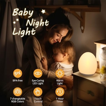 Adorable Egg Night Light with 7 RGB Colors & Timer
