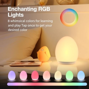 Adorable Egg Night Light with 7 RGB Colors & Timer