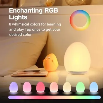 Adorable Egg Night Light with 7 RGB Colors & Timer