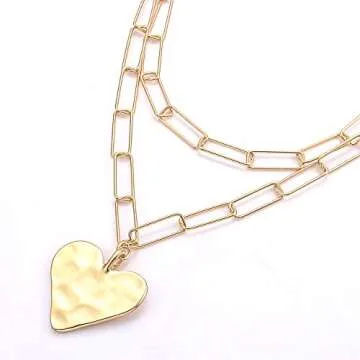YAHPERN Layered Paper Clip Chain Choker Necklace for Women