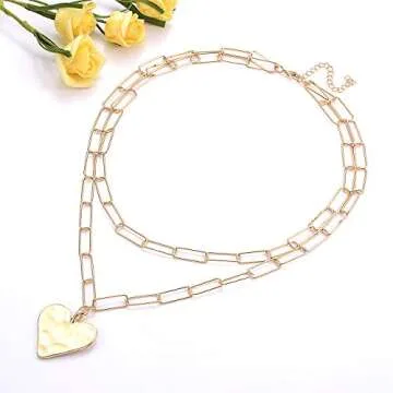 YAHPERN Layered Paper Clip Chain Choker Necklace for Women