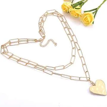 YAHPERN Layered Paper Clip Chain Choker Necklace for Women