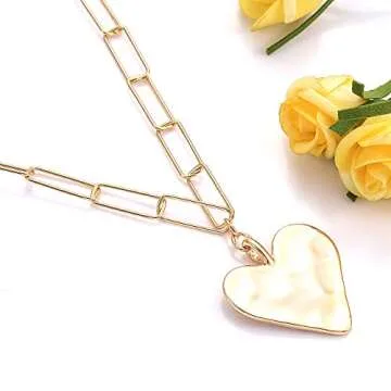 YAHPERN Layered Paper Clip Chain Choker Necklace for Women