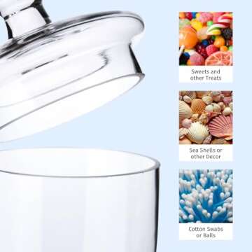 Set of 3 Apothecary Jar Glass Decorative Candy Jars Elegant Storage Candy Buffet Display, Wedding Candy Organizer Canisters (H: 9", 12.5", 14"; 20 FL.OZ, 23 FL.OZ and 28 FL.OZ)