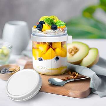 Mailatime Overnight Oats Containers with Lids,2 Pack Glass Mason Jars for Overnight Oats,16 oz Large Capacity Glass Storage Jars for Milk, Cereal, Fruit, Yogurt