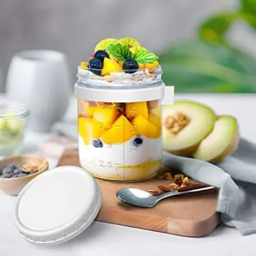 Mailatime Overnight Oats Containers with Lids,2 Pack Glass Mason Jars for Overnight Oats,16 oz Large Capacity Glass Storage Jars for Milk, Cereal, Fruit, Yogurt