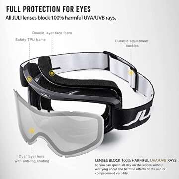 JULI Ski Goggle - 100% UV Protection & Anti-Fog