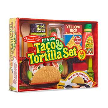 Melissa & Doug Fill & Fold Taco & Tortilla Set | Kitchen Accessories | Role Play | Toys for 2 Year O...