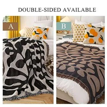 Vibrant Double-Sided Woven Throw Blanket with Tassels
