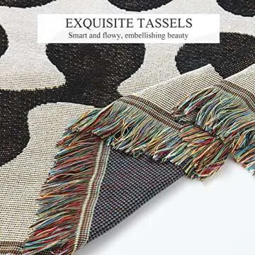Vibrant Double-Sided Woven Throw Blanket with Tassels