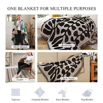 Vibrant Double-Sided Woven Throw Blanket with Tassels