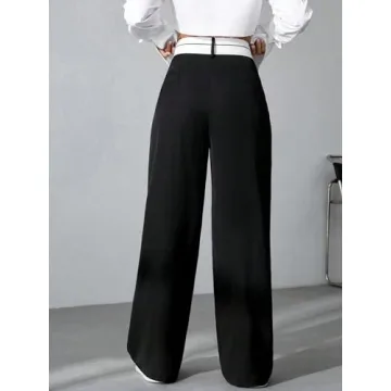 Stylish Verdusa Women's Color Block High Waist Trousers