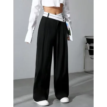 Stylish Verdusa Women's Color Block High Waist Trousers