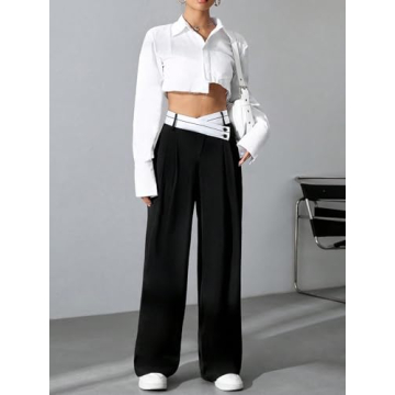 Stylish Verdusa Women's Color Block High Waist Trousers