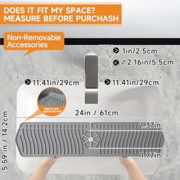 COBETE Kitchen Sink Splash Guard, 24in Faucet Mat Splash Catcher, Handle Drip Catcher Tray, Multipur...