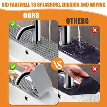 COBETE Kitchen Sink Splash Guard, 24in Faucet Mat Splash Catcher, Handle Drip Catcher Tray, Multipurpose for Kitchen Dish Drying Mats Sponge Holder and Bathroom Countertop Protect